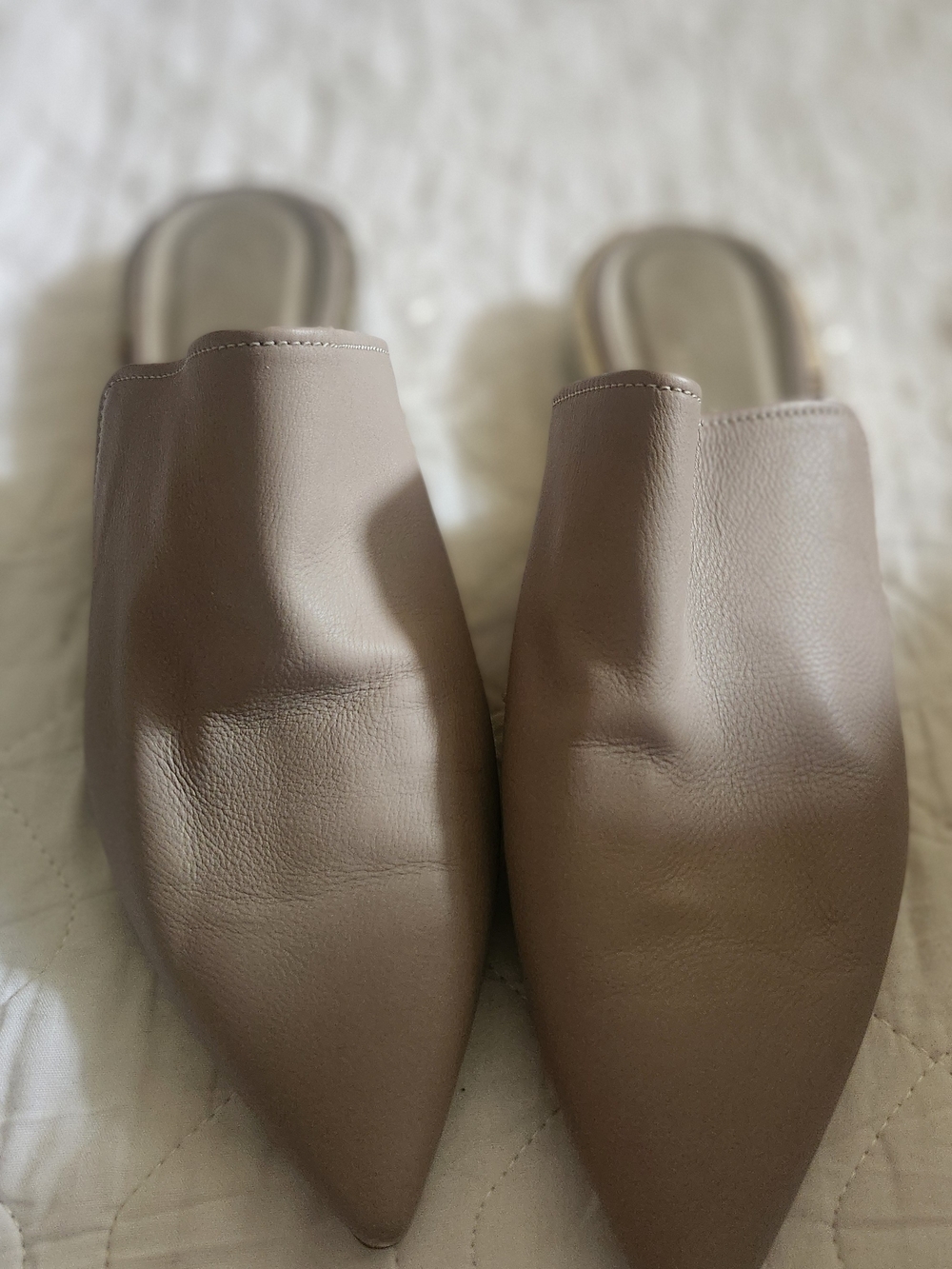 Agl Pointed-Toe Slip-On Mules in Taupe Brown
